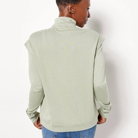 Laurie Felt French Terry Cotton Rayon Half-Zip Pullover Size XXS Sandstone - Picture 7 of 8